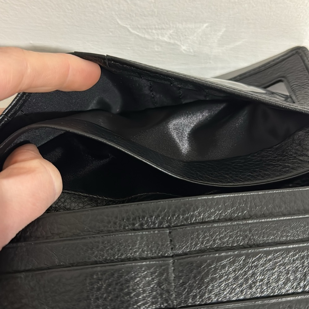 Brighton black croc embossed leather clutch/wallet w/ chain - Picture 9 of 15